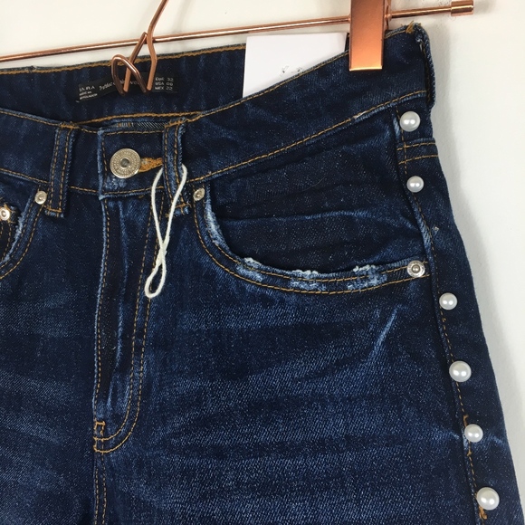 Zara Cigarette Pearl Jeans 00 x/i - Picture 5 of 8